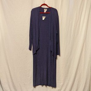 Dark Blue Coldwater Creek Sleeveless Dress with Jacket Size 2X Acetate with Slit